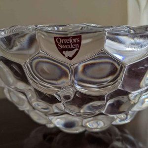 Orrefors Sweden crystal raspberry bowl